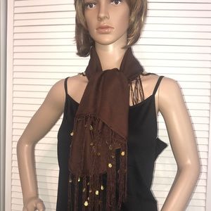 Dark Brown scarf with tassels